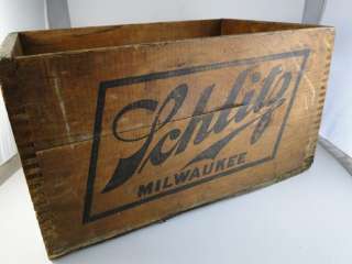Antique Wood Beer Bottle Crate Schlitz Brewing Milwaukee WI 