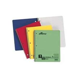 One subject notebook is three hole punched and features a left handed 