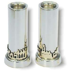  sterling Silver Candlesticks Jerusalem of Gold panorama 