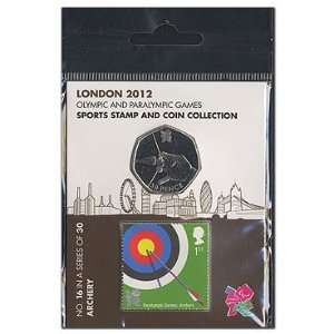  2012 Olympic Archery Stamp and Coin Card From Royal Mail 
