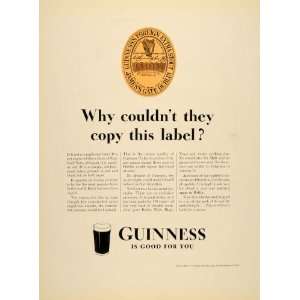   Stout Beer Label James Gate Dublin   Original Print Ad