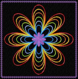 Rainbow Flowers Quilt Block Machine Embroidery Designs  