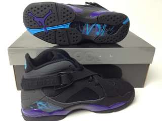 Boys Nike Air JORDAN 8.0 Aqua Black/Bright Concord (GS) Size 3.5 7 
