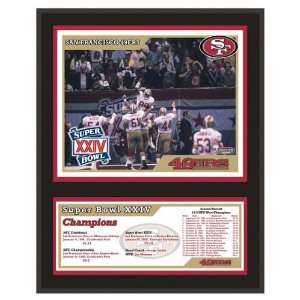 San Francisco 49ers Sublimated 12x15 Plaque   Super Bowl XXIV   Framed 