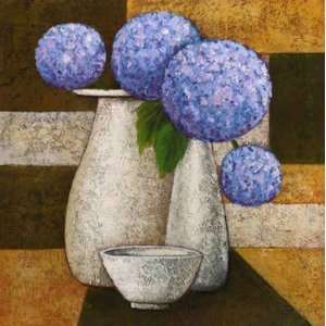  Hydrangeas with Vase IV by Robert Downs. Size 12.00 X 12 