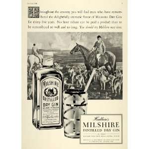  1936 Ad G. F. Heublein Milshire Dry Gin Fox Hunt Hounds 