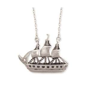  Silver Metal Pirate Ship Necklace Fashion Jewelry by Zad 