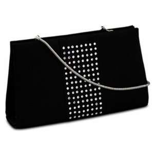   DP1733 Satin Handbag with Scattered Crystals Color Black Satin Baby