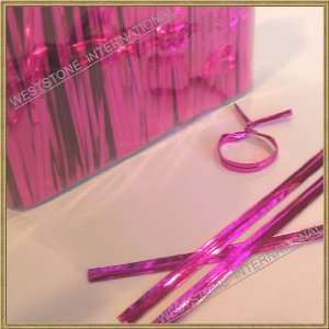 1000pcs 4 Metallic Pink Twist Ties 