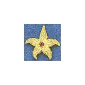 Mark Edwards 14K Gold 25MM Starfish Nautical Pendant with 3MM Ruby 