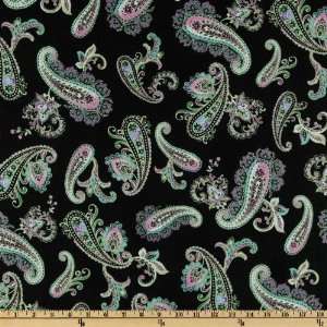  44 Wide Born To Be Wild Paisley Black/Lime Fabric By The 