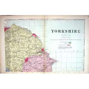   Map 1883 Yorkshire England Scarborough Whitby Malton