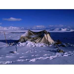  Nomadic Yak Herders Tent in Snow on Tibetan Plateau 