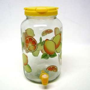  Glass Beverage Jar   Citrus Design