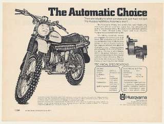 1977 Husqvarna Military Automatic Motorcycle Print Ad  