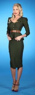 Stop Staring dress Cadet army green Mad Men Style New  