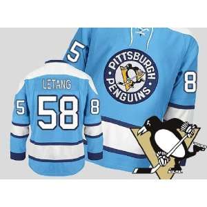  Penguins Authentic NHL Jerseys #58 Kristopher Letang Sky Blue 