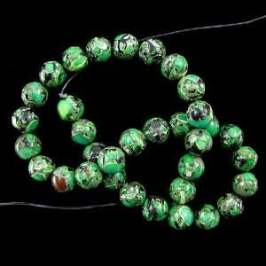  12mm green mosaic flower turquoise round beads 16