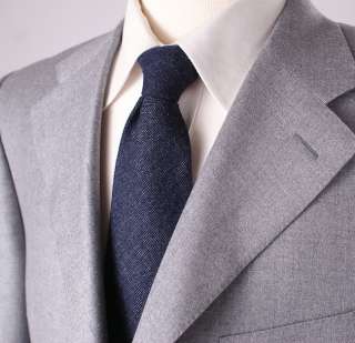   Heather Gray Superfine Brushed Flannel Side Vent Wool Suit 44 L  