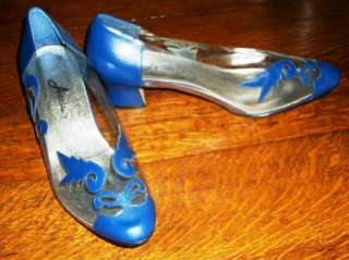 Arnie Blue and Clear Lucite Low Heel Pumps 13WW Drag Halloween  