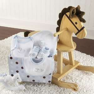  Rocking Horse & Blue Baby Layette Gift Set Baby