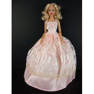  Peach Colored Gown with Delicate Lace Made for the Barbie Doll 