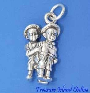 TWIN BOYS BROTHERS TWINS 3D .925 Sterling Silver Charm  