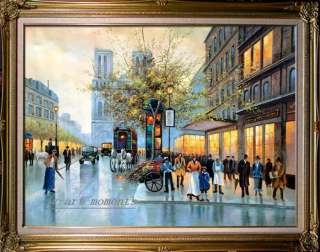 Hand Oil Painting Paris Street Scene Art on Canvas 36x48  