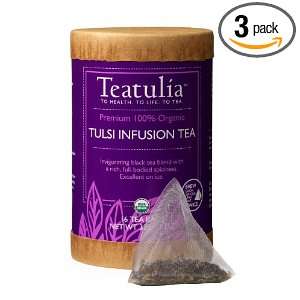   Tea with Organic Tulsi Leaves, 16 Count Pyramid Tea Bags (Pack of 3