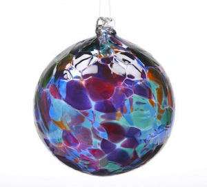 Kitras~CALICO WITCH BALL CLASSIC MULTI~Blown Art Glass  