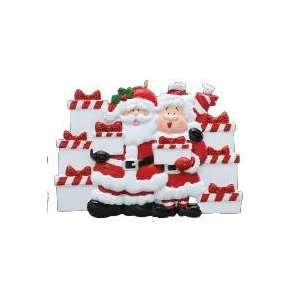 2259 Mr. and Mrs. Santa with 9 Gifts Personalized Christmas Ornament