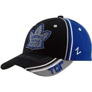  Zephyr Toronto Maple Leafs Black Royal Blue Slash Z Fit Hat 
