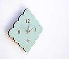 Artisan made Clock Wooden Wall Clock in Vintage Blue with scalloped 