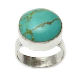Sterling Silver Round Turquoise Ring A8413 SIZE 8  