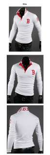 Mens Fashion Slim Fit Sports Baseball Team Boston Polo Collar T Shirts 