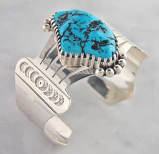 Sterling Silver Kingman Turquoise Nugget Cuff Bracelet  
