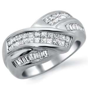 65ct Princess Cut baguette Diamond Wedding Band Ring 14k White Gold