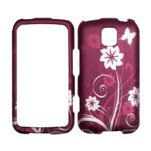  Rubberized Finish Transparent Flowers & Butterflies on Red 