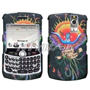  Black with Color Pheonix Bird Red Fire Flames Design Snap 