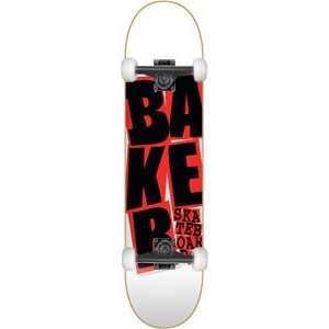 Baker Skateboard Stacked White   8.25 w/Essential Trucks and Wheels