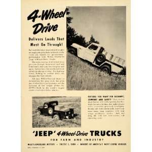  1950 Ad Jeep 4 Wheel Drive Trucks Farm Delivery Hauling 