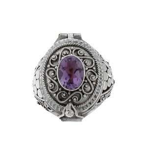  Amethyst Ornate Sterling Silver Poison Bali Ring Size 8 Jewelry