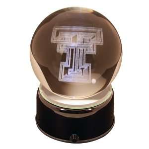  TEXAS TECH Etched Lit Turning Musical Crystal Ball 