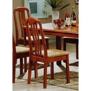  Modern Set Of Two Wood Cushioned Dining Chairs