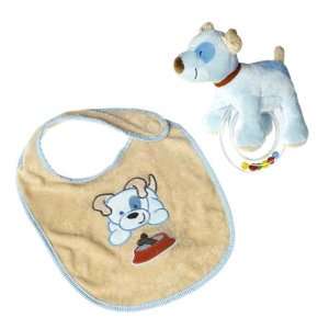  Puppy Rattle and Bib, Precious Puppy Rattle and Bib Baby