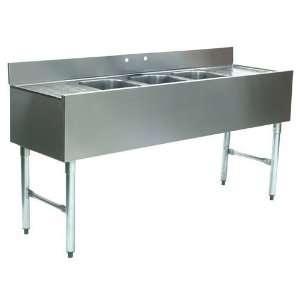  3 Bowl Under Bar Sink with Two 13 Inch Drainboards, 10 x 