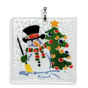  Peggy Karr Handmade Art Glass Christmas Ornament, Snowman 