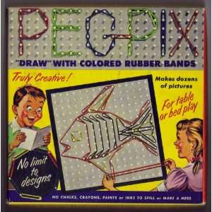   Pegpix Game Toy 1950s Draw with Colored Rubber Bands 