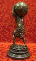 Art Deco Bronze Marble Sculpture Statue Figure Greek Titan Atlas 