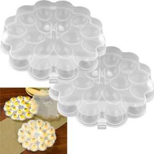   of 2 Deviled Egg Trays w/ Snap On Lids   Holds 36 Eggs